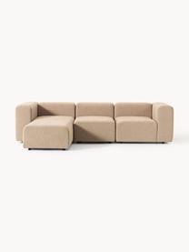 Canapé modulable 4 places en bouclette avec pouf Lena, Bouclette beige, larg. 287 x prof. 181 cm