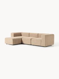 Canapé modulable 4 places en bouclette avec pouf Lena, Bouclette beige, larg. 287 x prof. 181 cm