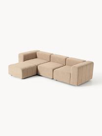 Modulares Bouclé-Sofa Lena (4-Sitzer) mit Hocker, Bezug: Bouclé (93 % Polyester, 6, Gestell: Buchenholz, Spanplatte, H, Bouclé Beige, B 287 x T 181 cm