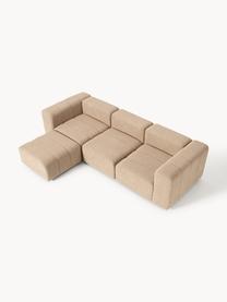 Canapé modulable 4 places en bouclette avec pouf Lena, Bouclette beige, larg. 287 x prof. 181 cm