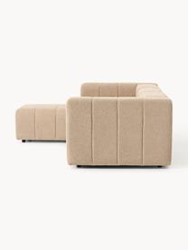 Canapé modulable 4 places en bouclette avec pouf Lena, Bouclette beige, larg. 287 x prof. 181 cm