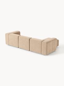 Modulares Bouclé-Sofa Lena (4-Sitzer) mit Hocker, Bezug: Bouclé (93 % Polyester, 6, Gestell: Buchenholz, Spanplatte, H, Füße: Kunststoff, Bouclé Beige, B 287 x T 181 cm