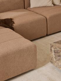 Modulares Bouclé-Sofa Lena (4-Sitzer) mit Hocker, Bezug: Bouclé (93 % Polyester, 6, Gestell: Buchenholz, Spanplatte, H, Füße: Kunststoff, Bouclé Beige, B 287 x T 181 cm