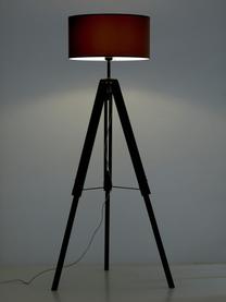 Stojací lampa trojnožka z ořechového dřeva Matilda, Podstava lampy: ořech, černá Stínidlo: šedobéžová