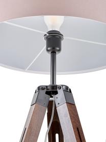 Lampa podłogowa trójnóg z drewna z orzecha włoskiego Josey, Podstawa lampy: drewno orzecha włoskiego, czarny Klosz: taupe, Ø 70 x W 150 cm