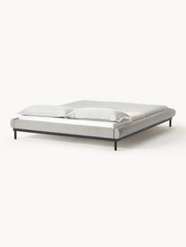 Cama tapizada Meya, Tapizado: tejido finamente texturiz, Estructura: metal con pintura en polv, Tejido gris claro, An 160 x L 200 cm