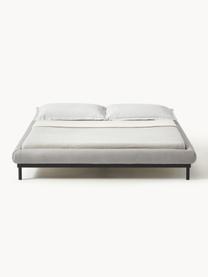 Letto imbottito senza testiera Meya, Rivestimento: tessuto finemente struttu, Tessuto grigio chiaro, Larg. 160 x Lung. 200 cm