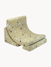 Fauteuil en bouclette pour enfants fait main Moon, Bouclette vert olive, aspect terrazzo, larg. 55 x haut. 80 cm