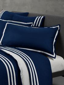 Completo copripiumino in cotone Hilton, Cotone, Blu,bianco, 200 x 255 cm + 2 federe + 1 lenzuolo con angoli