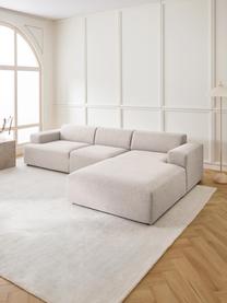 Divano angolare 4 posti Melva, Rivestimento: 100% poliestre Il rivesti, Struttura: pino massiccio, certifica, Tessuto bianco latte, Larg. 319 x Alt. 196 cm, chaise-longue a destra