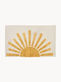 Tappetino da bagno con motivo in rilievo Sun, 100% cotone, Beige chiaro, giallo senape, Larg. 60 x Lung. 90 cm