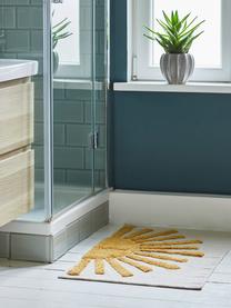 Tappetino da bagno con motivo in rilievo Sun, 100% cotone, Beige chiaro, giallo senape, Larg. 60 x Lung. 90 cm