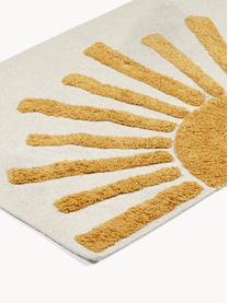 Tapis de bain moelleux Sun, 100 % coton, Beige clair, jaune soleil, larg. 60 x long. 90 cm