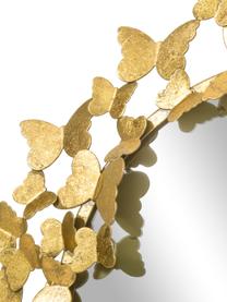 Ronde wandspiegel Butterfly met antieke afwerking in goudkleur, Lijst: gepoedercoat metaal, Goudkleurig, Ø 40 x D 5 cm