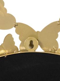 Ronde wandspiegel Butterfly met antieke afwerking in goudkleur, Lijst: gepoedercoat metaal, Goudkleurig, Ø 40 x D 5 cm