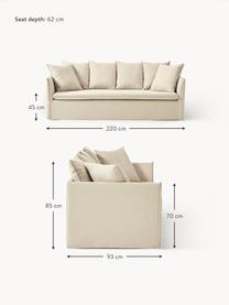 Sofa Mila (3-Sitzer), Bezug: 100% Polyester Der hochwe, Gestell: Kieferholz, Faserplatte, , Webstoff Dunkelbeige, B 220 x T 93 cm