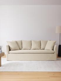 Sofa Mila (3-osobowa), Tapicerka: 100% poliester Dzięki tka, Stelaż: drewno sosnowe, płyta pil, Ciemnobeżowa tkanina, S 220 x G 85 cm