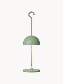 Kleine mobiele LED outdoor tafellamp Hook, dimbaar, Lamp: gecoat aluminium, Saliegroen, Ø 11 x H 36 cm