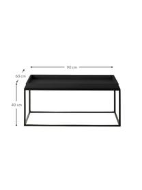 Table basse design noir Forden, Noir, larg. 90 x haut. 40 cm