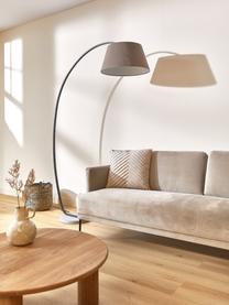 Grosse Bogenlampe Brok mit Antik-Finish, Lampenschirm: Flanellstoff, Sockel: Beton, Beige, Dunkelgrau, H 196 cm