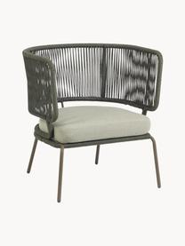 Garten-Loungesessel Nadin mit geflochtenem Seil, Gestell: Metall, verzinkt und lack, Bezug: Polyester, Graugrün, B 74 x T 65 cm