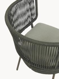 Garten-Loungesessel Nadin mit geflochtenem Seil, Gestell: Metall, verzinkt und lack, Bezug: Polyester, Webstoff Hellbeige, Olivgrün, B 74 x T 65 cm