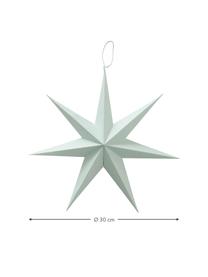 Set 2 ciondoli stella fatti a mano Nele, Carta riciclata, Verde salvia, verde menta, Ø 30 cm x Alt. 30 cm