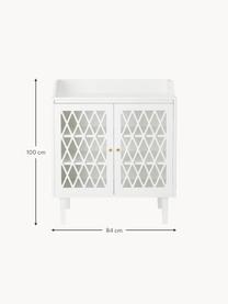 Commode Harlequin, Frame: gelakt MDF met VOC-vrije , Handvatten: messing, Hout, wit gelakt, B 84 x H 100 cm