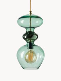 Kleine hanglamp Futura, mondgeblazen, Lampenkap: mondgeblazen glas, Groentinten, transparant, Ø 18 x H 37 cm