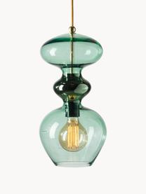 Lampa wisząca ze szkła dmuchanego Futura, Stelaż: metal powlekany, Odcienie zielonego, transparentny, Ø 18 x W 37 cm