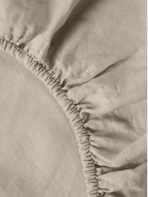 Drap-housse en lin délavé pour sommier tapissier Airy, Beige, larg. 90 x long. 200 cm, haut. 35 cm