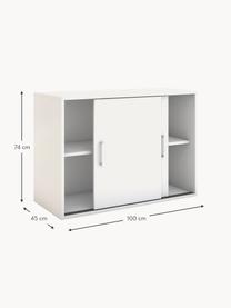 Holz-Büroschrank Allvia mit Schiebetüren, Korpus: Spanplatte, melaminharzbe, Griffe: Metall, pulverbeschichtet, Weiß, B 100 x H 74 cm