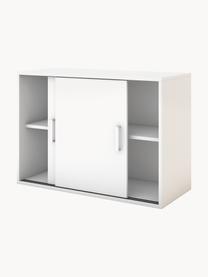 Holz-Büroschrank Allvia mit Schiebetüren, Korpus: Spanplatte, melaminharzbe, Griffe: Metall, pulverbeschichtet, Weiß, B 100 x H 74 cm