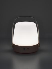 Lámpara de mesa regulable para exterior Lite-up Play, portátil, Pantalla: plástico, Estructura: madera, silicona, Asa: madera, Cable: plástico, Rosa, blanco, beige, Ø 20 x Al 26 cm