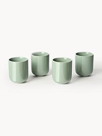 Tazas de porcelana Nessa, 4 uds., Porcelana dura de alta calidad, esmaltada, Verde salvia brillante, Ø 8 x Al 10 cm, 200 ml