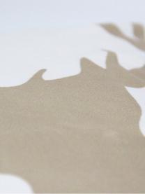 Funda de cojín de terciopelo Reindeer, Terciopelo de poliéster, Blanco, marrón, An 45 x L 45 cm
