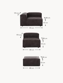 Modulares Sofa Lennon (4-Sitzer) aus recyceltem Leder mit Hocker, Bezug: Recyceltes Leder (70 % Le, Gestell: Massives Holz, Sperrholz, Füße: Kunststoff Dieses Produkt, Leder Taupe, B 327 x T 207 cm