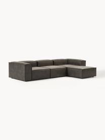 Modulaire bank Lennon (4-zits) van gerecycled leer met kruk, Bekleding: gerecycled leer (70% leer, Frame: massief hout, multiplex, Poten: kunststof Dit product is , Leer taupe, B 327 x D 207 cm