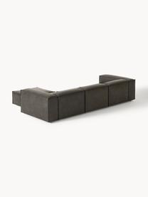 Modulares Sofa Lennon (4-Sitzer) aus recyceltem Leder mit Hocker, Bezug: Recyceltes Leder (70 % Le, Gestell: Massives Holz, Sperrholz, Leder Taupe, B 327 x T 207 cm