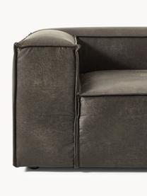 Modulares Sofa Lennon (4-Sitzer) aus recyceltem Leder mit Hocker, Bezug: Recyceltes Leder (70 % Le, Gestell: Massives Holz, Sperrholz, Leder Taupe, B 327 x T 207 cm