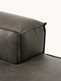 Modulares Sofa Lennon (4-Sitzer) aus recyceltem Leder mit Hocker, Bezug: Recyceltes Leder (70 % Le, Gestell: Massives Holz, Sperrholz, Füße: Kunststoff Dieses Produkt, Leder Taupe, B 329 x T 207 cm