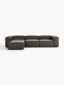 Modulares Sofa Lennon (4-Sitzer) aus recyceltem Leder mit Hocker (links/rechts), Bezug: Recyceltes Leder (70 % Le, Gestell: Massives Holz, Sperrholz, Füße: Kunststoff Dieses Produkt, Leder Taupe, B 329 x T 207 cm