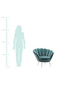 Fluwelen fauteuil Trapezium in turquoise, Bekleding: 95% polyester, 5% katoen , Poten: gecoat metaal, Fluweel turquoise, B 97 x D 79 cm