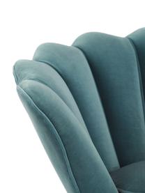 Fluwelen fauteuil Trapezium in turquoise, Bekleding: 95% polyester, 5% katoen , Poten: gecoat metaal, Fluweel turquoise, B 97 x D 79 cm