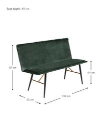 Fluwelen eetkamerbank Verona, Bekleding: polyester fluweel, Groen, 134 x 87 cm