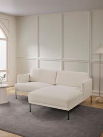 Kleines Ecksofa Fluente aus Teddystoff, Bezug: 100 % Polyester Der strap, Gestell: Massives Kiefernholz, Bir, Teddy Off White, B 198 x T 152 cm, Eckteil rechts