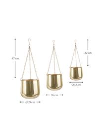 Hangende plantenpottenset Cask van metaal, 3-delig, Gelakt metaal, Goudkleurig, Set met verschillende formaten