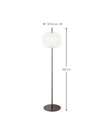 Dimbare vloerlamp Kushi, mondgeblazen, Lampenkap: mondgeblazen glas, Zwart, H 183 cm