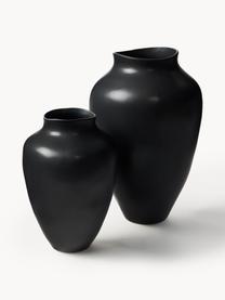 Handgefertigte Vase Latona, H 41 cm, Steingut, Schwarz, matt, Ø 27 x H 41 cm