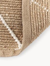 Handgemaakt jute vloerkleed Kunu, 100% jute, Bruin, wit, B 80 x L 150 cm (maat XS)